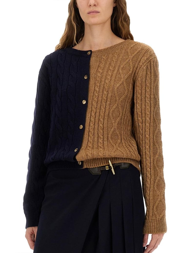 twotone alpaca blend cardigan by Selfnex