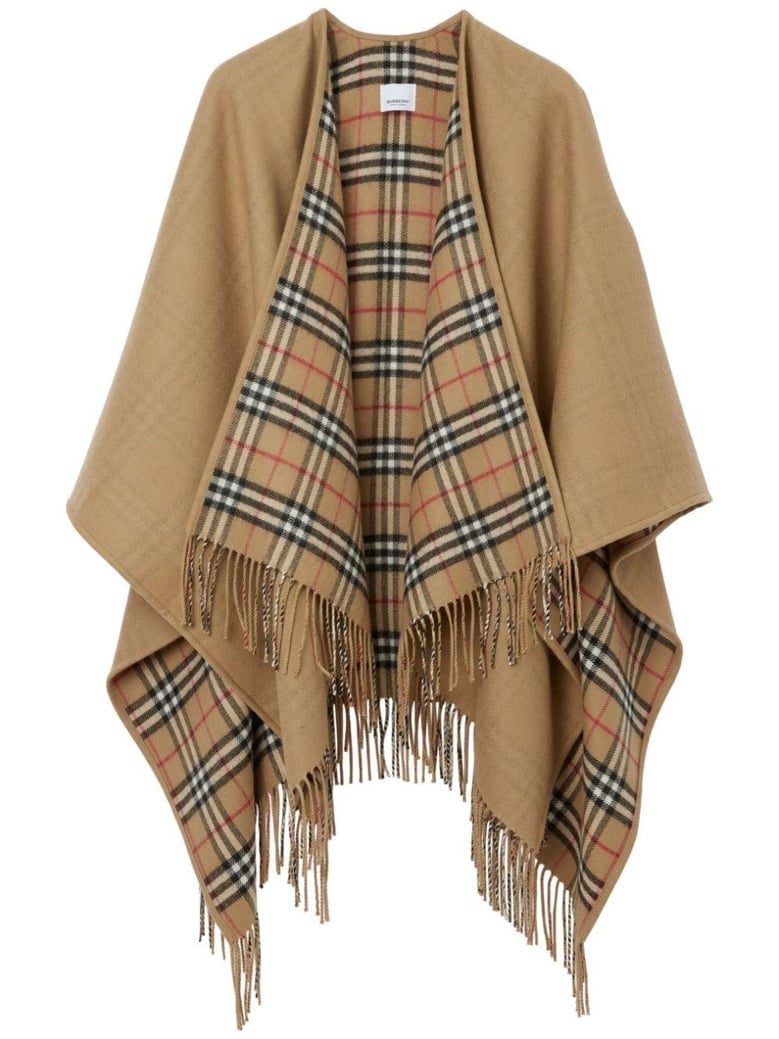 reversible check wool cape by Selfnex
