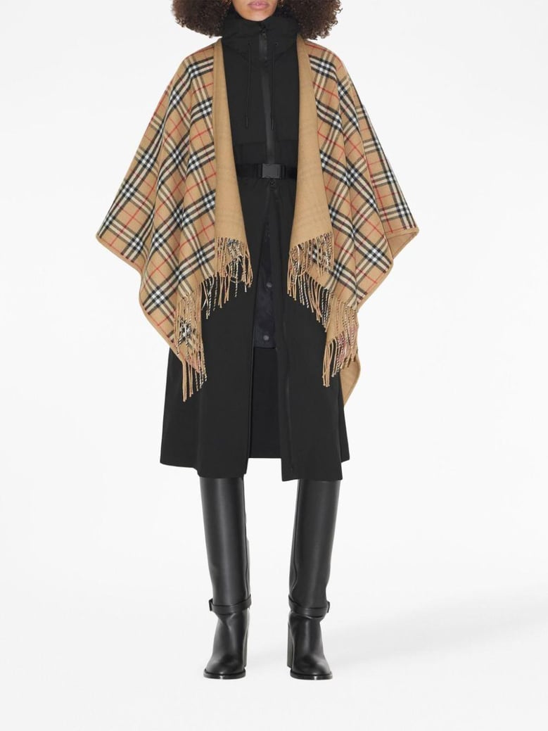 reversible check wool cape by Selfnex