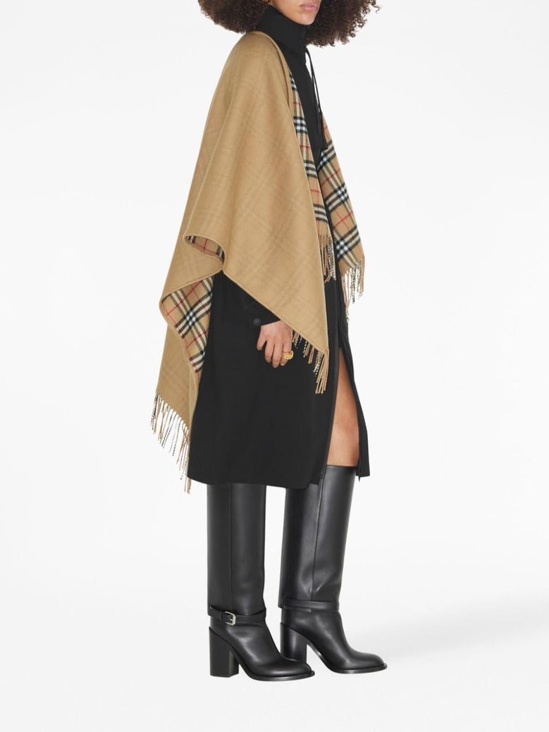 reversible check wool cape by Selfnex
