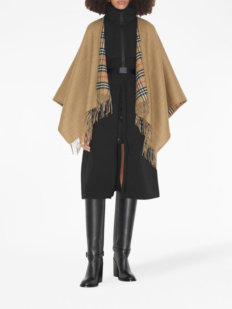 reversible check wool cape by Selfnex