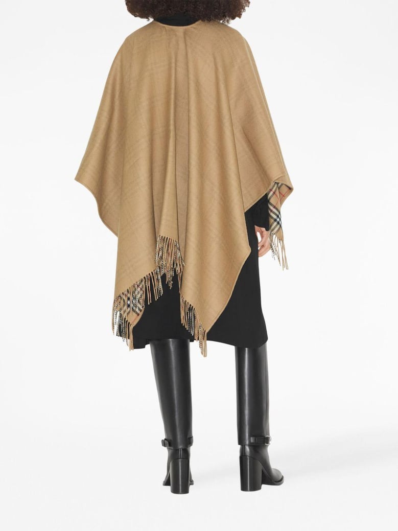 reversible check wool cape by Selfnex