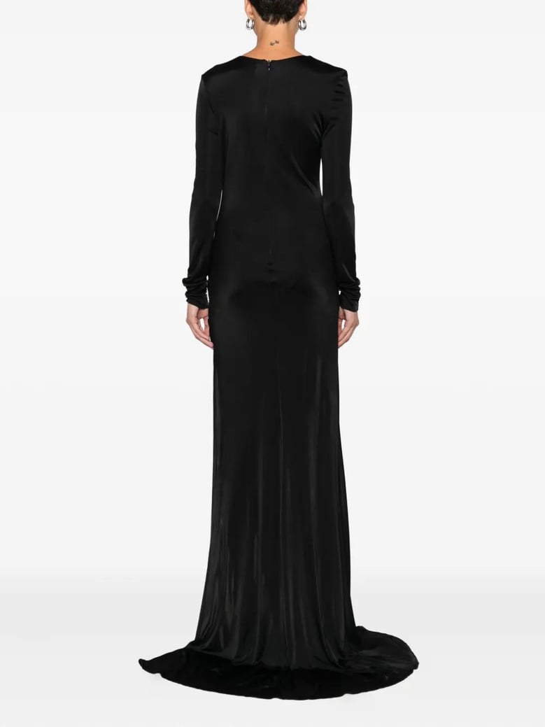 long black dress with brooch detail by Selfnex