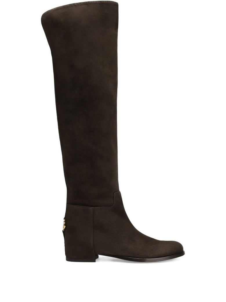 high suede boot in ebony brown by Selfnex