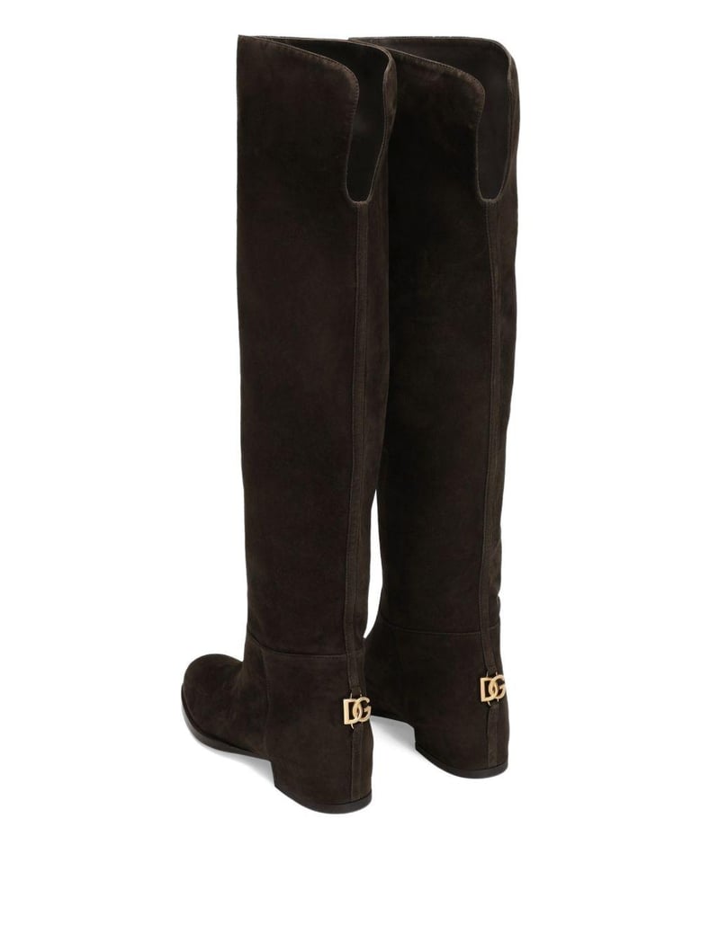 high suede boot in ebony brown by Selfnex