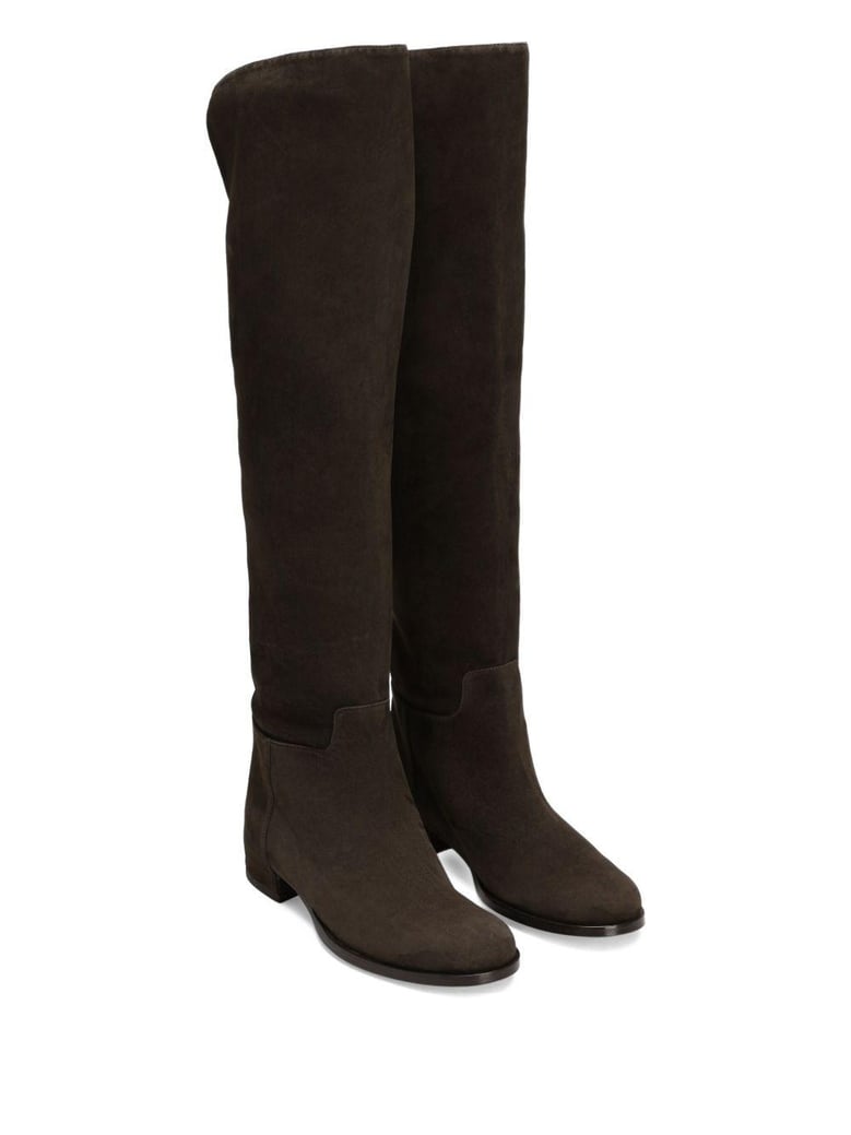high suede boot in ebony brown by Selfnex