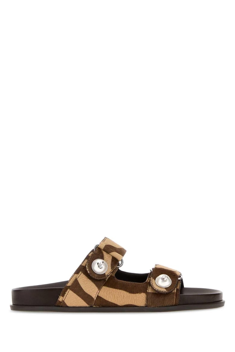 printed calf hair fayence slippers by Selfnex