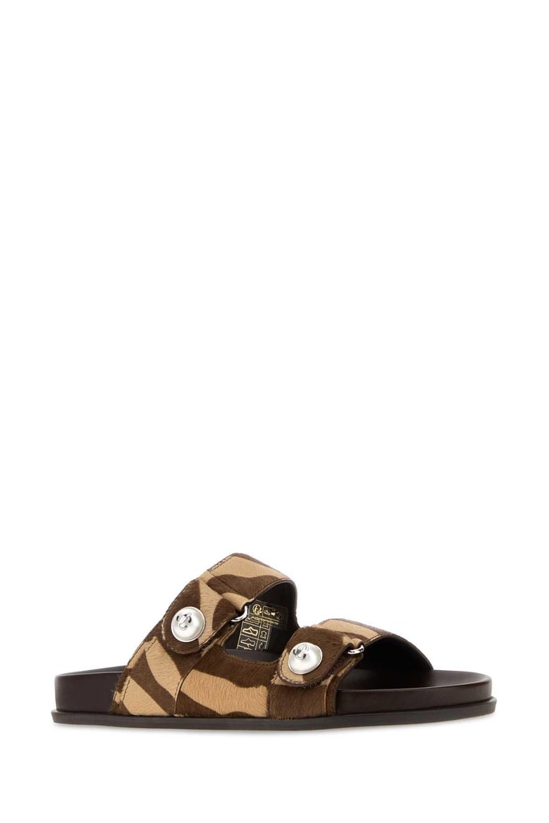 printed calf hair fayence slippers by Selfnex