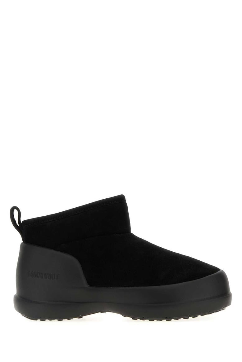 black suede mezzaluna ankle boots by Selfnex