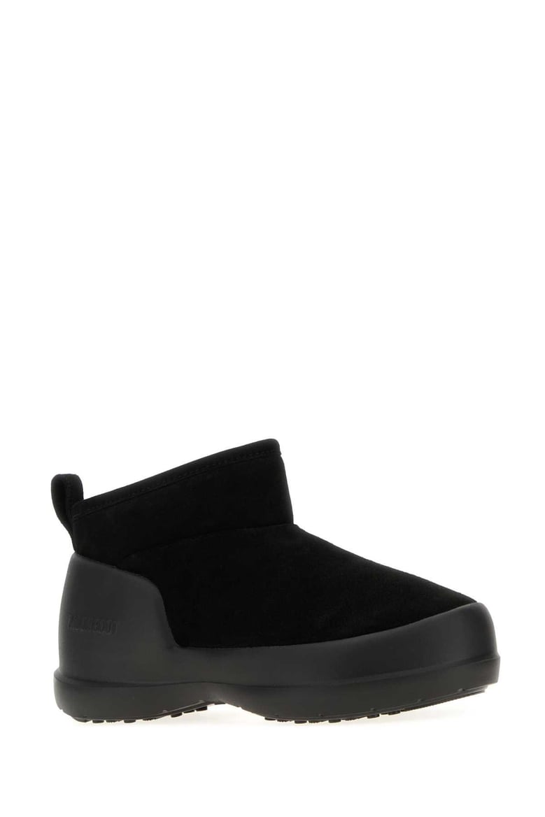 black suede mezzaluna ankle boots by Selfnex