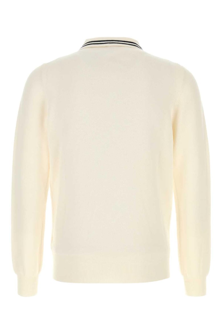 ivory knit polo shirt by Selfnex