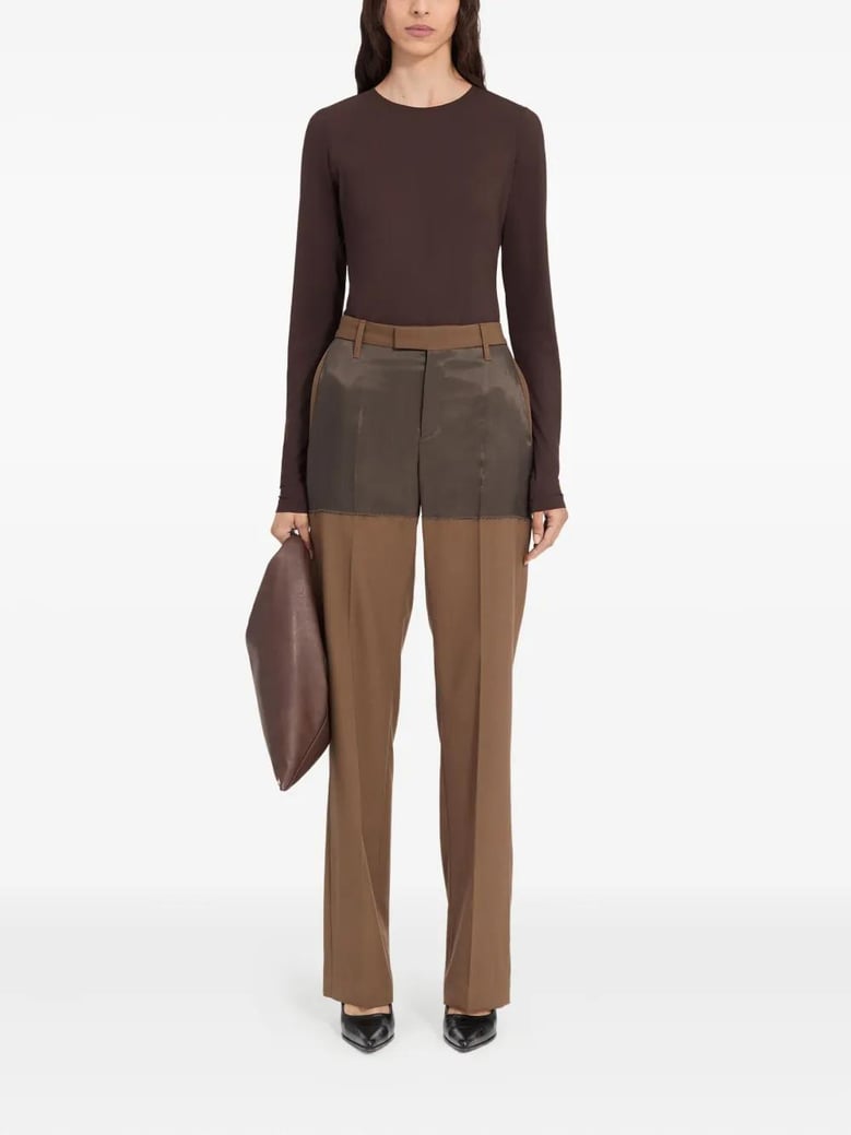 brown polyester blend pant by Selfnex