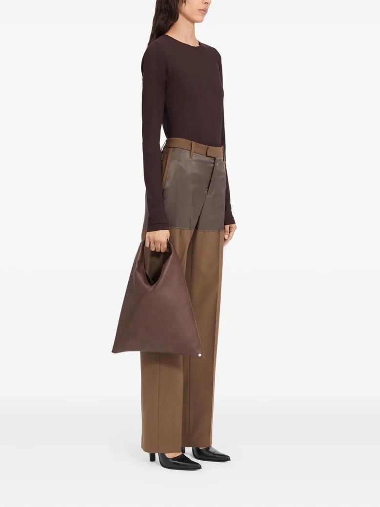 brown polyester blend pant by Selfnex