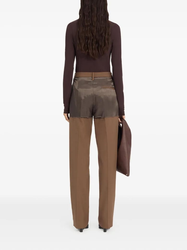brown polyester blend pant by Selfnex