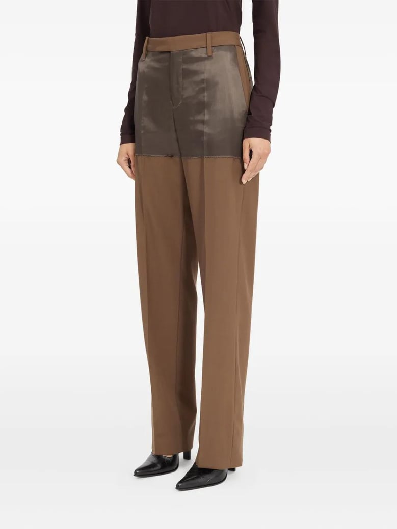 brown polyester blend pant by Selfnex