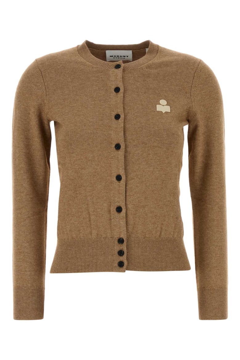 camel cotton blend mona cardigan by Selfnex