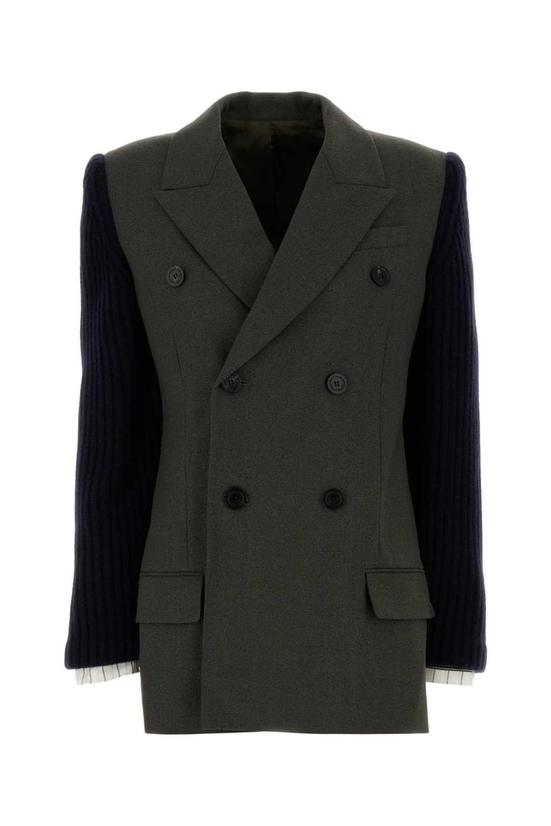 khaki wool blend blazer by Selfnex