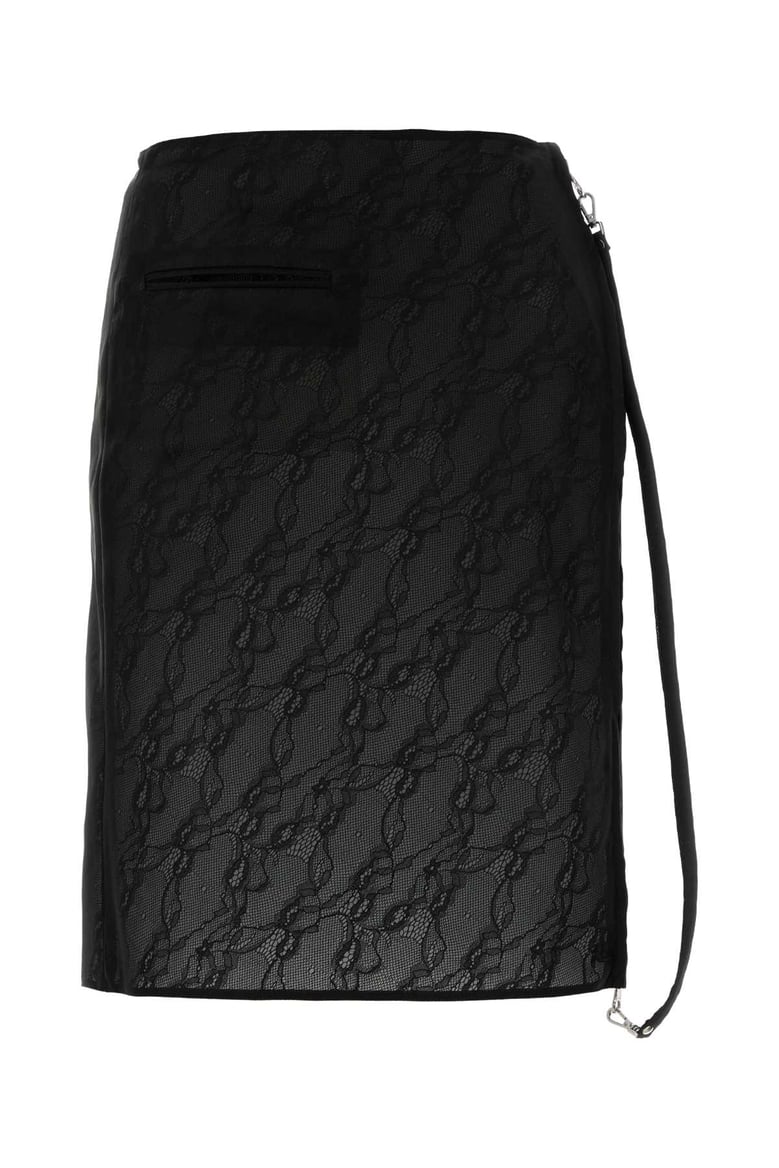 black stretch nylon blend skirt by Selfnex