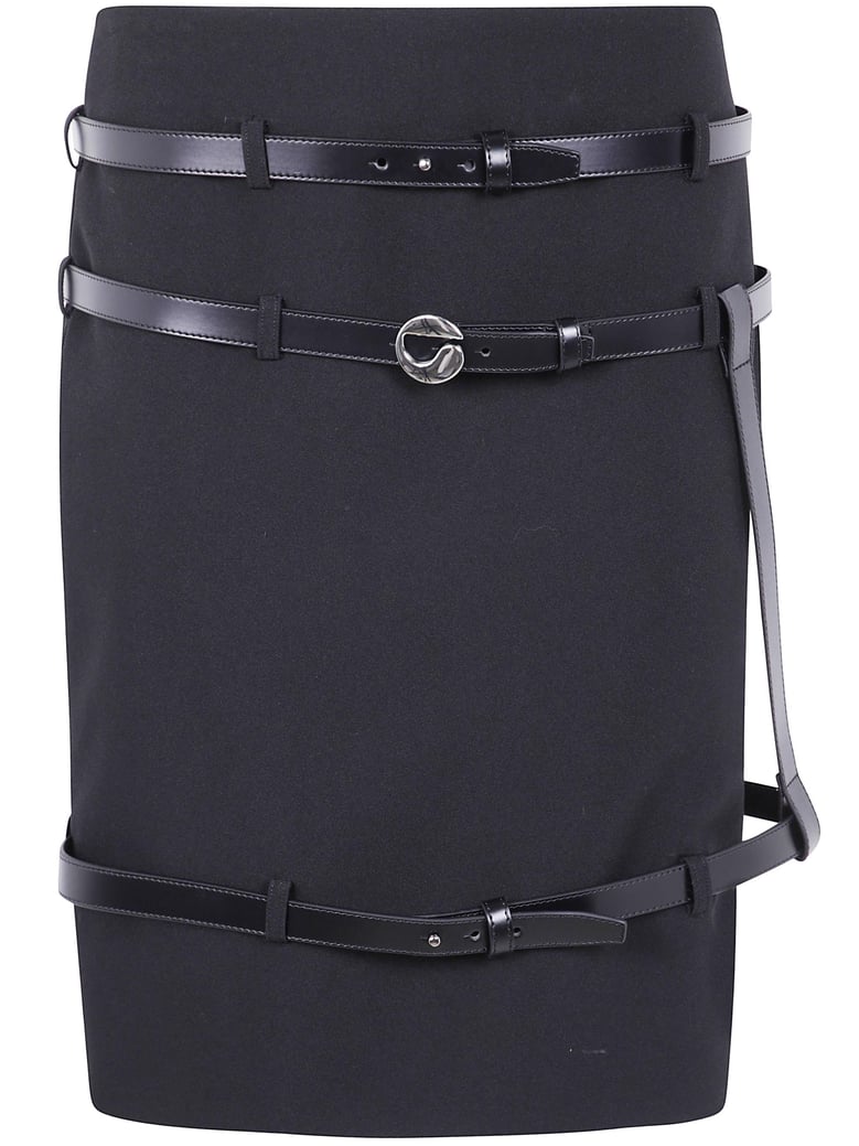 multi belt skirt by Selfnex