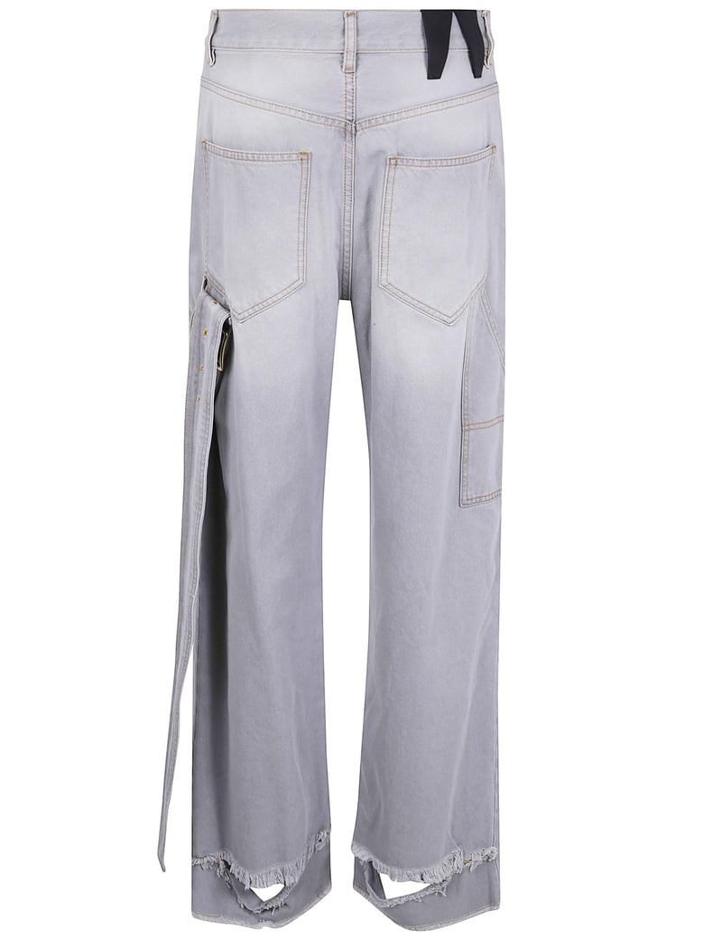 lisa belt adorned loose fit denim by Selfnex