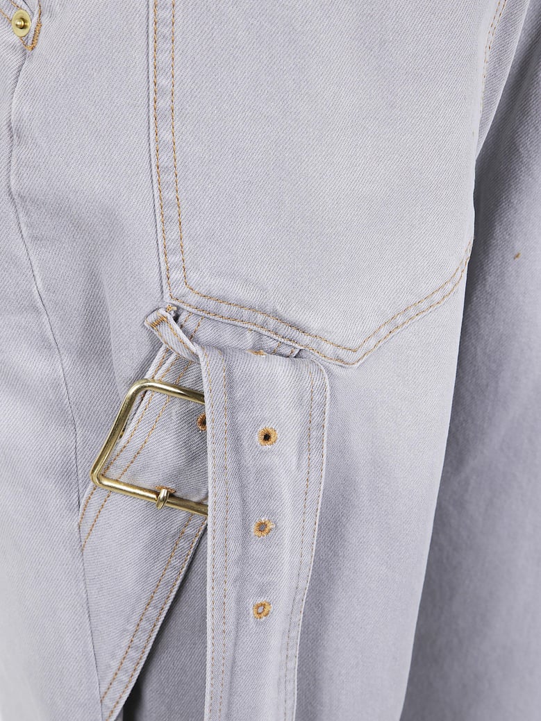 lisa belt adorned loose fit denim by Selfnex