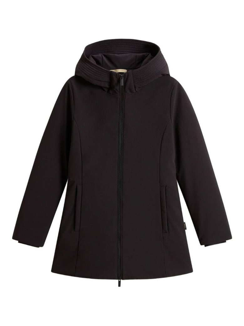 black hooded zip coat by Selfnex