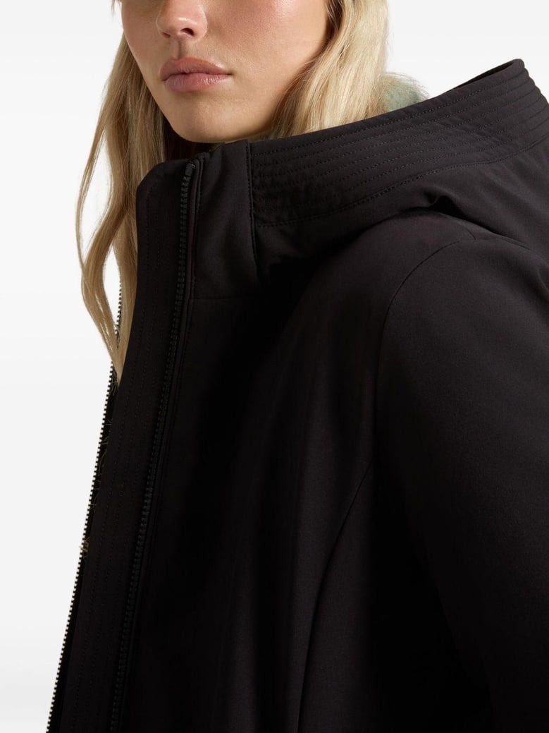 black hooded zip coat by Selfnex