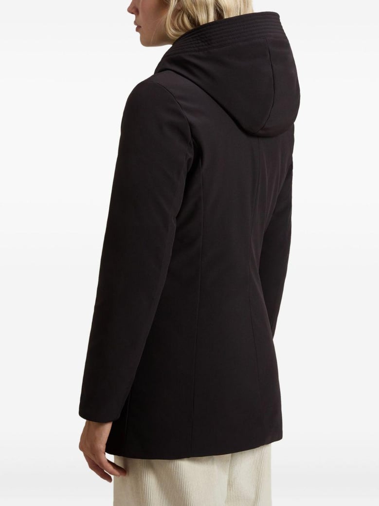 black hooded zip coat by Selfnex