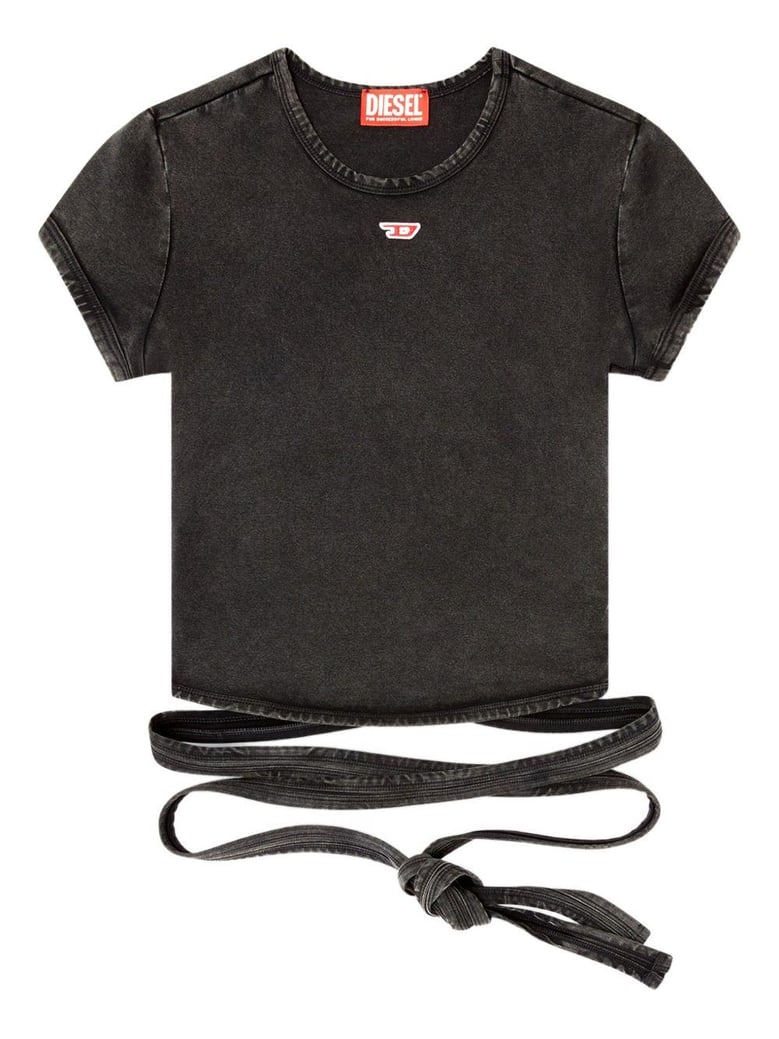 diesel faded black wrap-tie jersey t-shirt by Selfnex