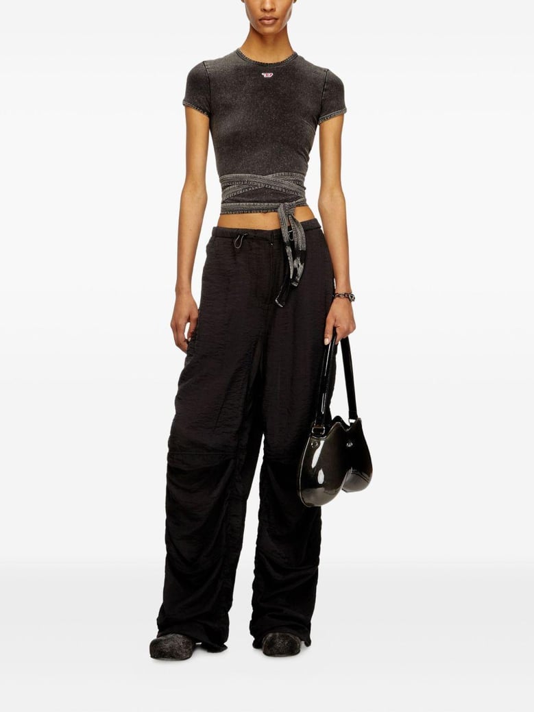 diesel faded black wrap-tie jersey t-shirt by Selfnex