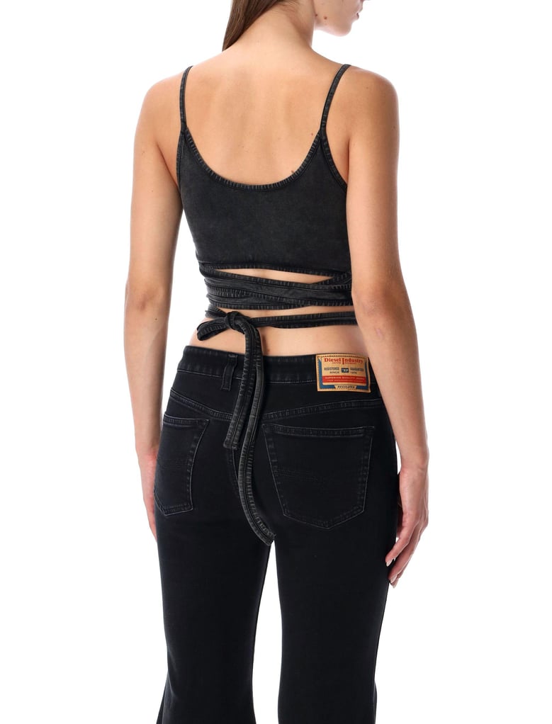 diesel washed black wrap-tie jersey top by Selfnex
