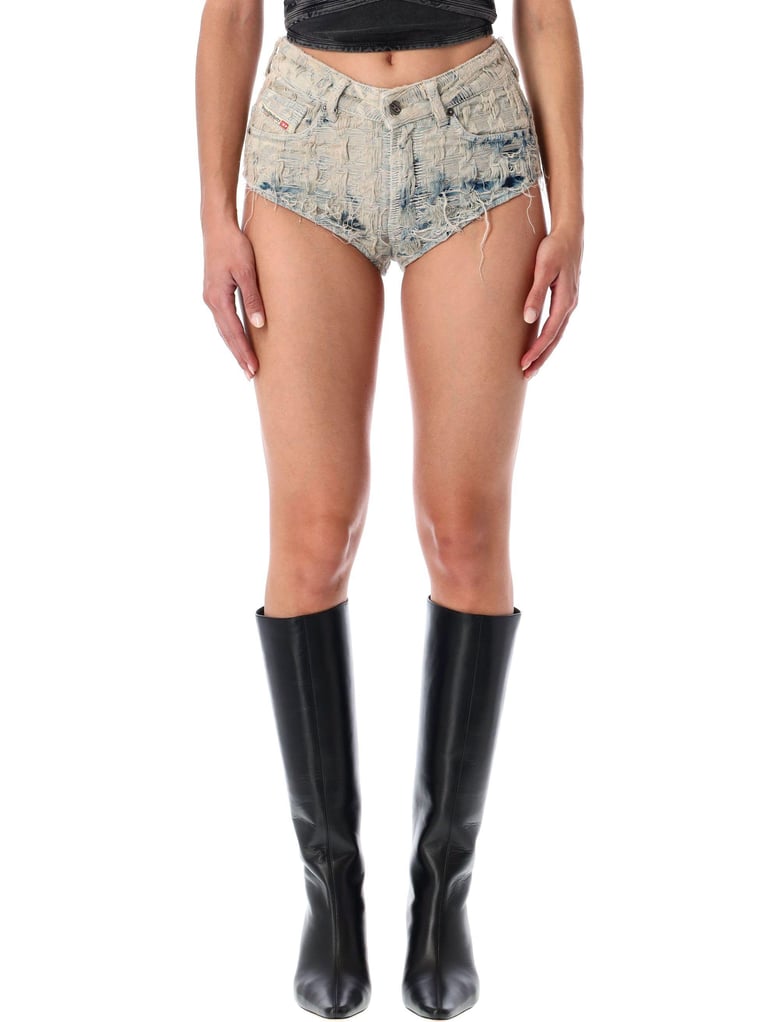 diesel light blue distressed denim shorts by Selfnex