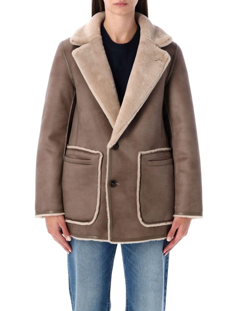 reversible faux fur coat with suede interior by Selfnex