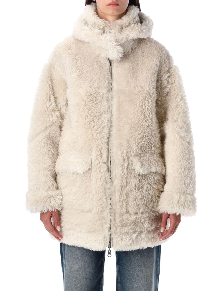 reversible faux fur coat with hood by Selfnex