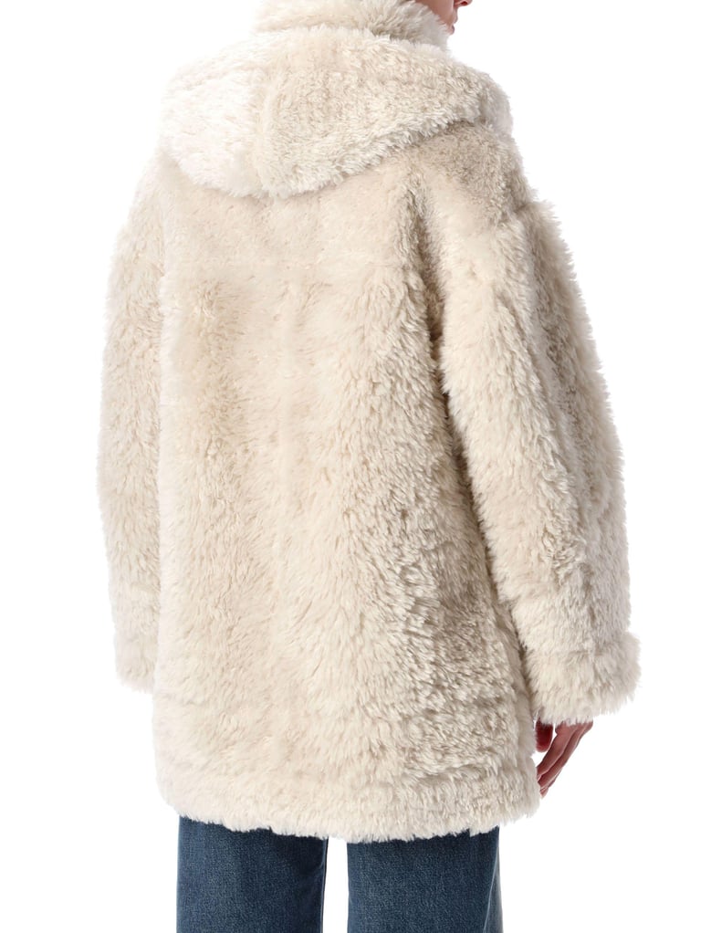 reversible faux fur coat with hood by Selfnex