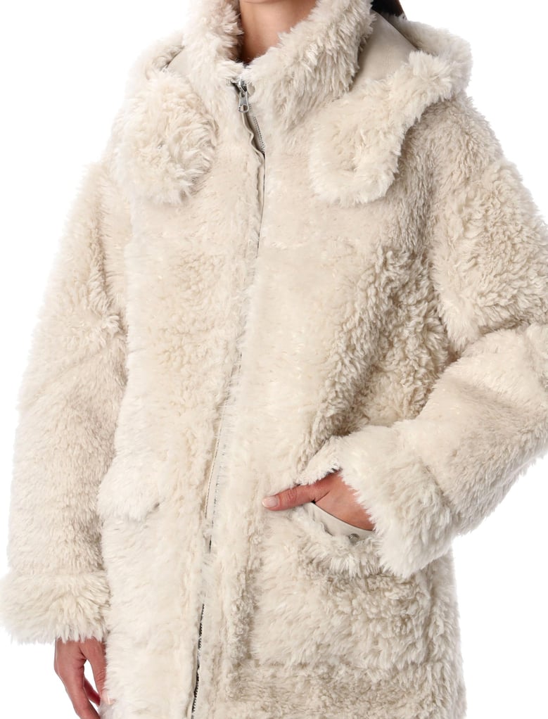 reversible faux fur coat with hood by Selfnex