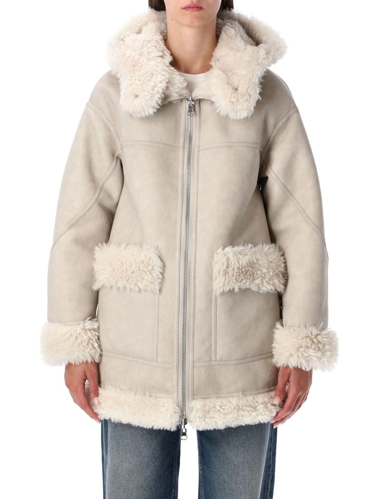 reversible faux fur coat with hood by Selfnex