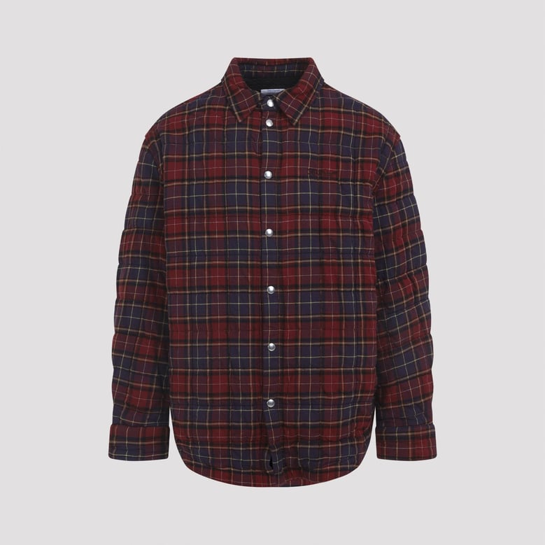 off-white padded check cotton shirt jacket with logo by Selfnex