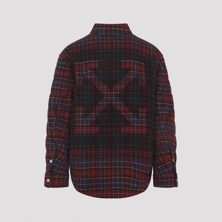 off-white padded check cotton shirt jacket with logo by Selfnex