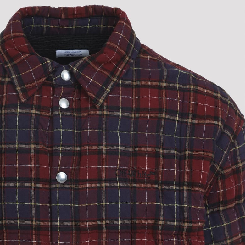 off-white padded check cotton shirt jacket with logo by Selfnex