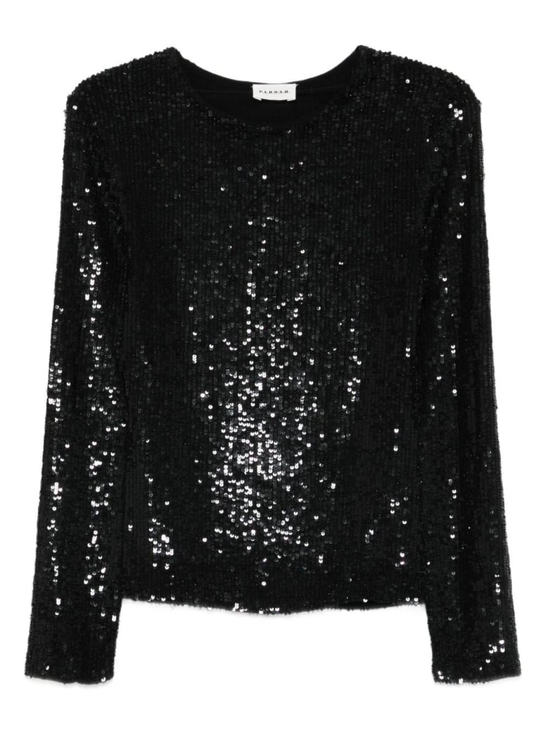 black sequin long sleeve top by Selfnex
