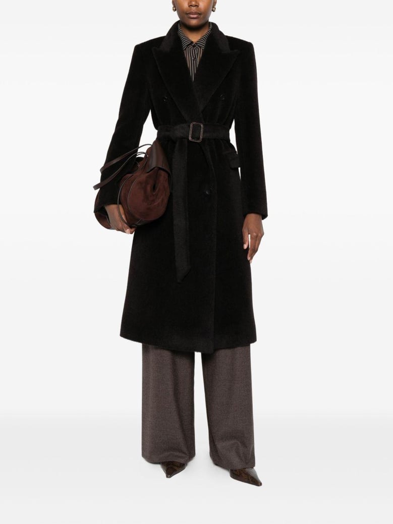 brown alpaca wool coat by Selfnex