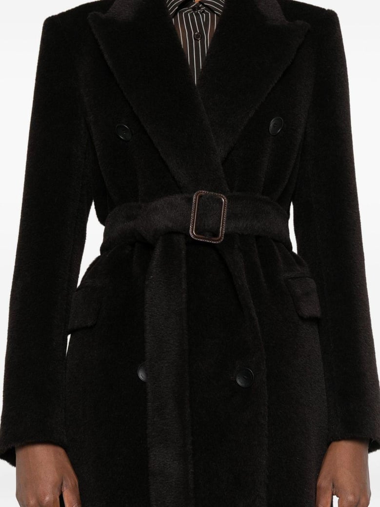 brown alpaca wool coat by Selfnex
