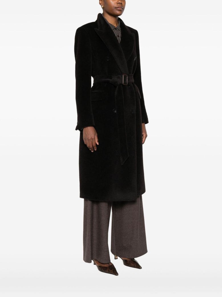 brown alpaca wool coat by Selfnex