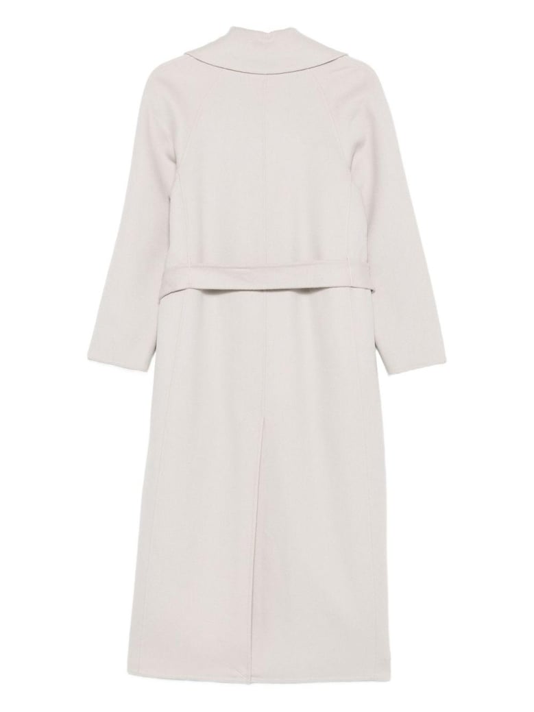 cream wool belted coat by Selfnex