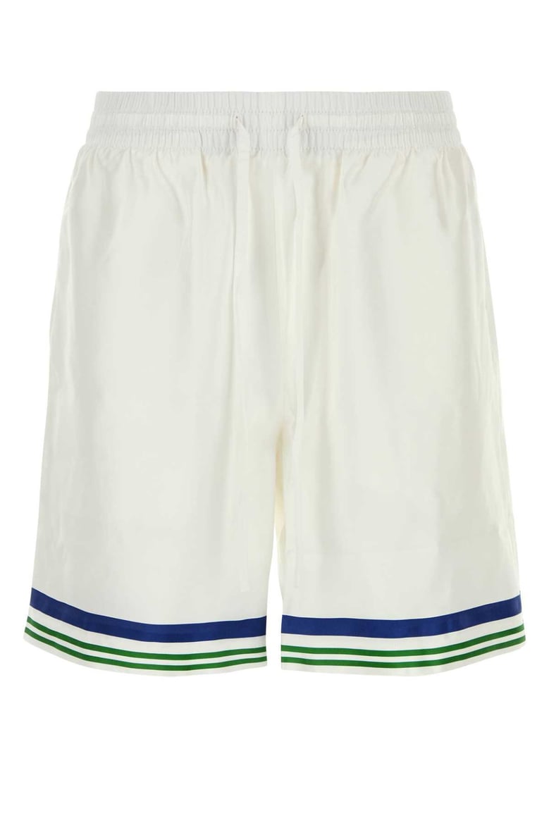 white satin bermuda shorts by Selfnex