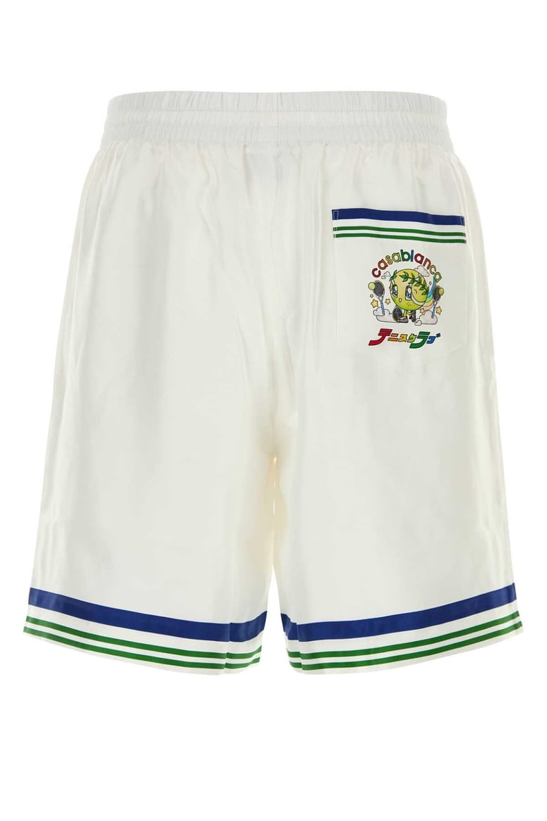 white satin bermuda shorts by Selfnex