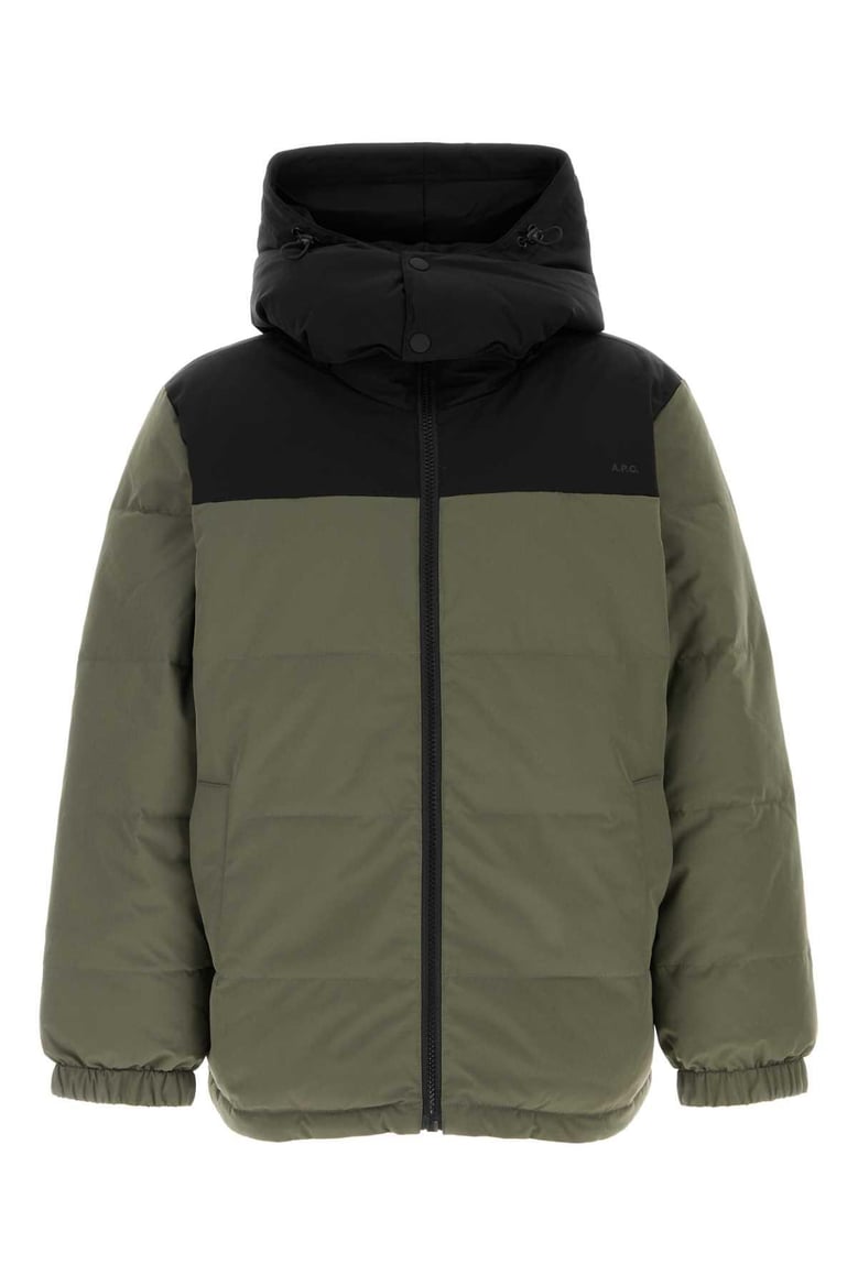 sage green stretch polyester reversible padded jacket by Selfnex