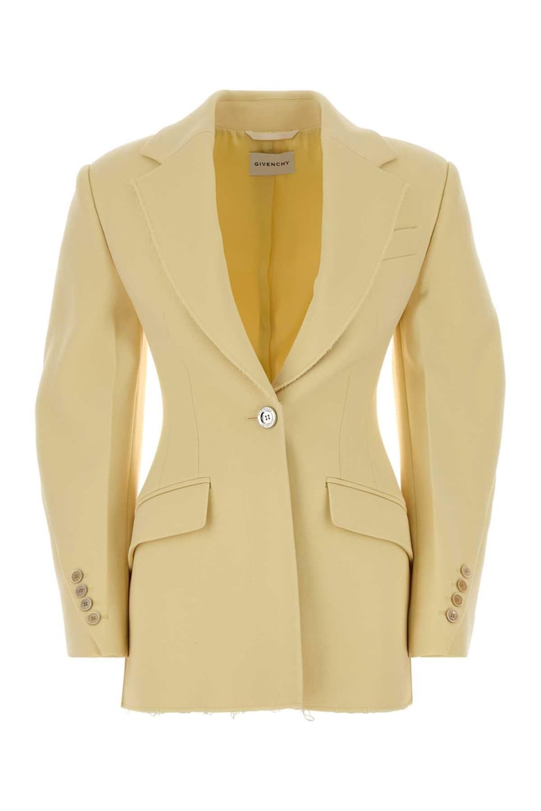 pastel yellow crepe blazer by Selfnex