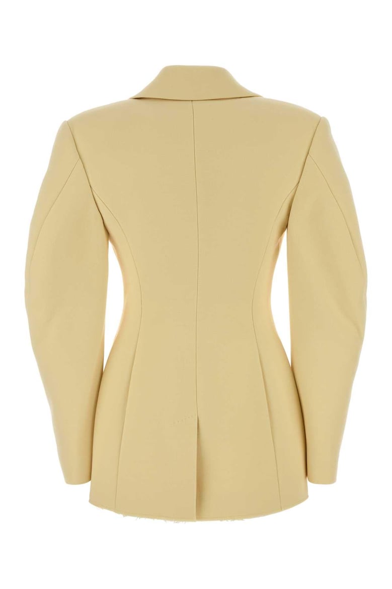 pastel yellow crepe blazer by Selfnex